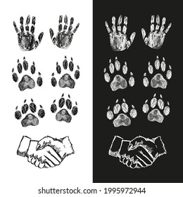 werewolf paws claws and hands icons illustration vector