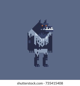 werewolf pixel art character, vector illustration isolated on background