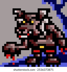 Werewolf in pixel art vector