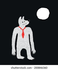 werewolf with red tie vector illustration