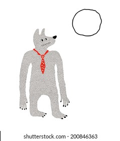 werewolf with red tie vector illustration