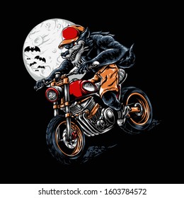 Werewolf Riding Halloween Vector Illustration