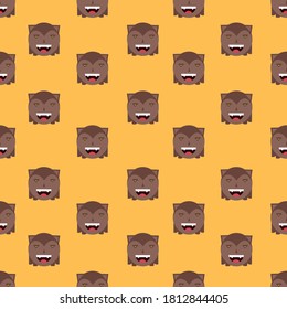 Werewolf seamless pattern on yellow background for Halloween wallpaper, wrapping paper, greeting card etc.