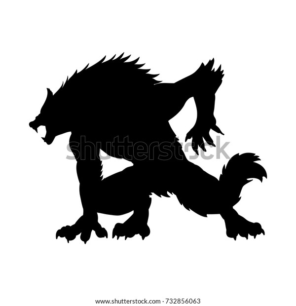 Werewolf Silhouette Ancient Mythology Fantasy Vector Stock Vector Royalty Free