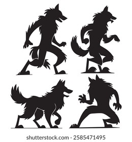 Werewolf Silhouette for Horror and Mythical Themes