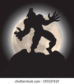 Werewolf silhouette howling