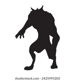 werewolf silhouette vector isolated black on white background