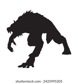 werewolf silhouette vector isolated black on white background