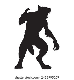 werewolf silhouette vector isolated black on white background