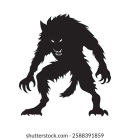 Werewolf standing pose silhouette vector illustration