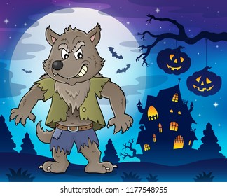 Werewolf topic image 3 - eps10 vector illustration.