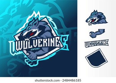 Werewolves Logo eSport. Wolverine Logo Illustration Vector Graphic. Gaming Logo Wolf. Animal Logo eSport. Blue Shades