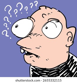 ein wertiger Mann und Fragezeichen Cartoon-Stil Vektorgrafik
