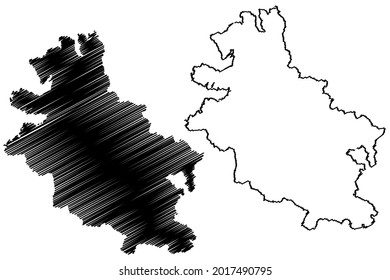 Werra-Meissner District (República Federal de Alemania, distrito rural de la región de Kassel, Estado de Hessen, Hesse, Hessia) mapa ilustrativo vectorial, dibujo de garabatos Werra-Meissner-Kreis map