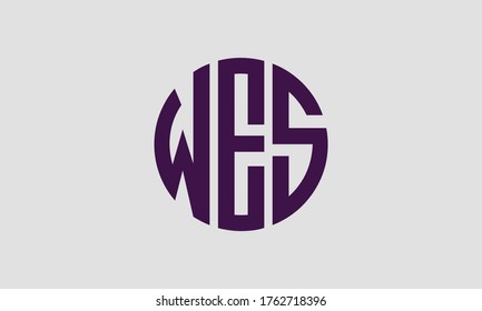 Modèle de logo vectoriel de lettre de monogramme abstrait Emblème Cercle WES Mark
