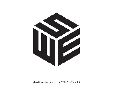 WES Initial Monogram Letter swe Logo Design Vector Template w e s Cube Polygon Letter Logo Design