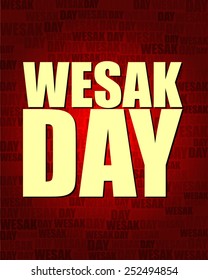 Wesak Day with same text on red gradient background.