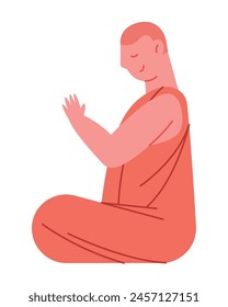 wesak monk meditation isolated design