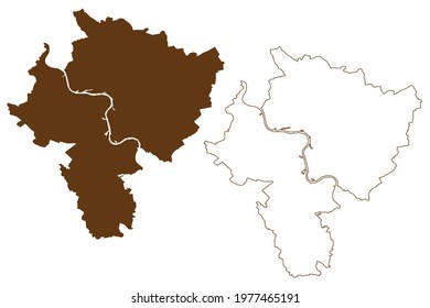 Wesel district (Federal Republic of Germany, State of North Rhine-Westphalia, NRW, Dusseldorf region) map vector illustration, scribble sketch Wesel map