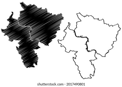 Wesel district (Federal Republic of Germany, State of North Rhine-Westphalia, NRW, Dusseldorf region) map vector illustration, scribble sketch Wesel map