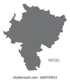 Wesel grey county map of North Rhine-Westphalia DE