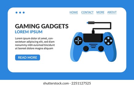 wesite landing on the topic of digital gadgets, modern electronics items.vector flat landing
