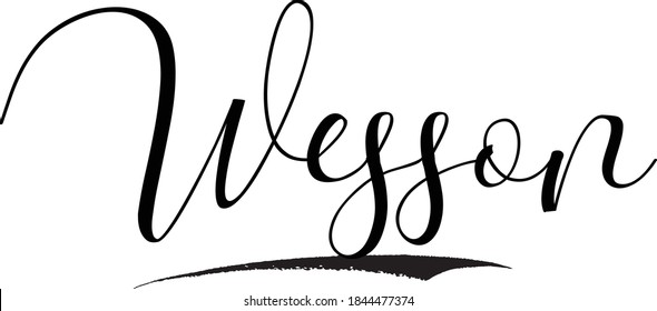 Wesson-Male Name Cursive Calligraphy on White Background