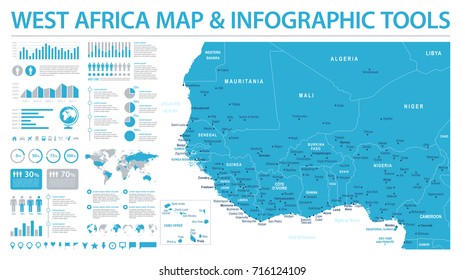 West Africa Map - Detailed Info Graphic Vector Illustration