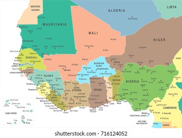 West Africa Map - Detailed Vector Illustration
