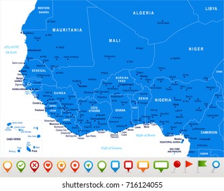 West Africa Map - Detailed Vector Illustration
