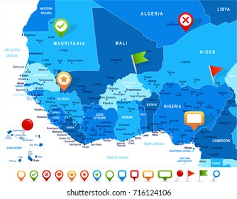 West Africa Map - Detailed Vector Illustration
