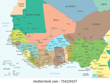 West Africa Map - Detailed Vector Illustration