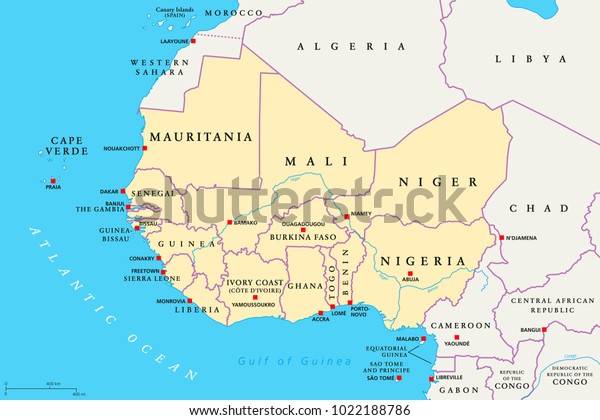 Image Vectorielle De Stock De Region De L Afrique De L Ouest Carte