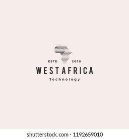 west africa tech digital logo hipster vintage retro vector icon