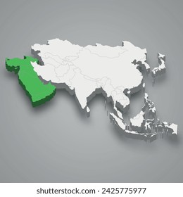 West Asia location within Asia 3d isometric map