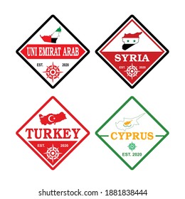 West Asia Map Vector , Country Logo
