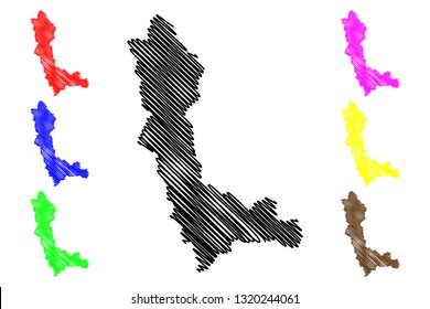 West Azerbaijan Province (Provinces of Iran, Islamic Republic of Iran, Persia) map vector illustration, scribble sketch West Azerbaijan map