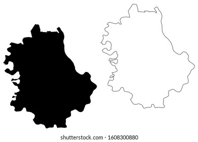 West Backa District (Republic of Serbia, Districts in Vojvodina) map vector illustration, scribble sketch West Backa map