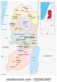 West Bank Administrative And Political Vector Map