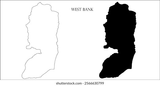 West Bank Blank Map, West Bank Map Outline Vector Images