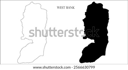 West Bank Blank Map, West Bank Map Outline Vector Images