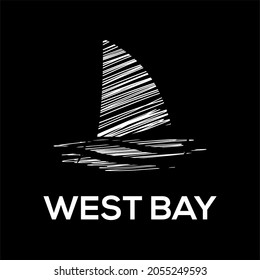 West bay with ship abstract, Design element for logo, poster, card, banner, emblem, t shirt. Vector illustration