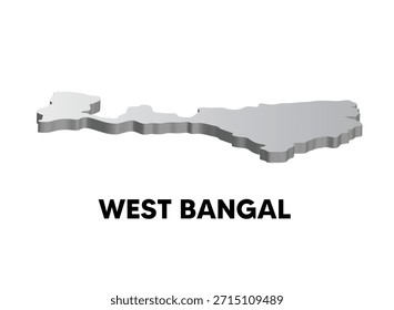 Ilustração do mapa 3D de Bengala Ocidental representando a identidade da localização geográfica e a análise regional