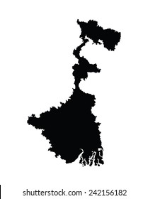 West Bengal, India, vector map isolated on white background. High detailed silhouette illustration.