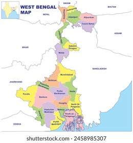 West Bengal map vector illustration with white background