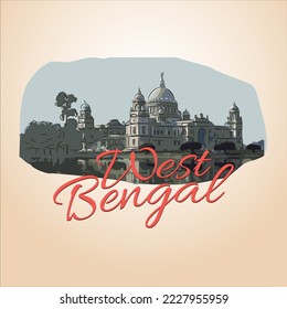 West Bengal State illustration with the illustration of  Victoria Memorial Hall in Kolkota.