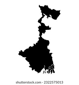 West Bengal state map, administrative division of India. Vector illustration.