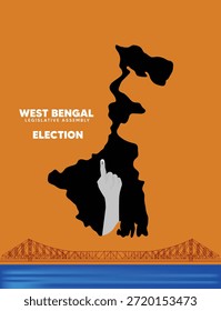 West Bengal state map concept design representing legislative assembly election awareness