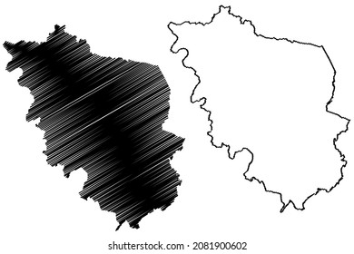 West Champaran district (Bihar State, Tirhut division, Republic of India) map vector illustration, scribble sketch West Champaran map