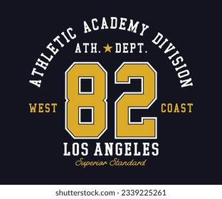 West Coast Athletic Academy sport California typography, t-shirt graphics, vectors
